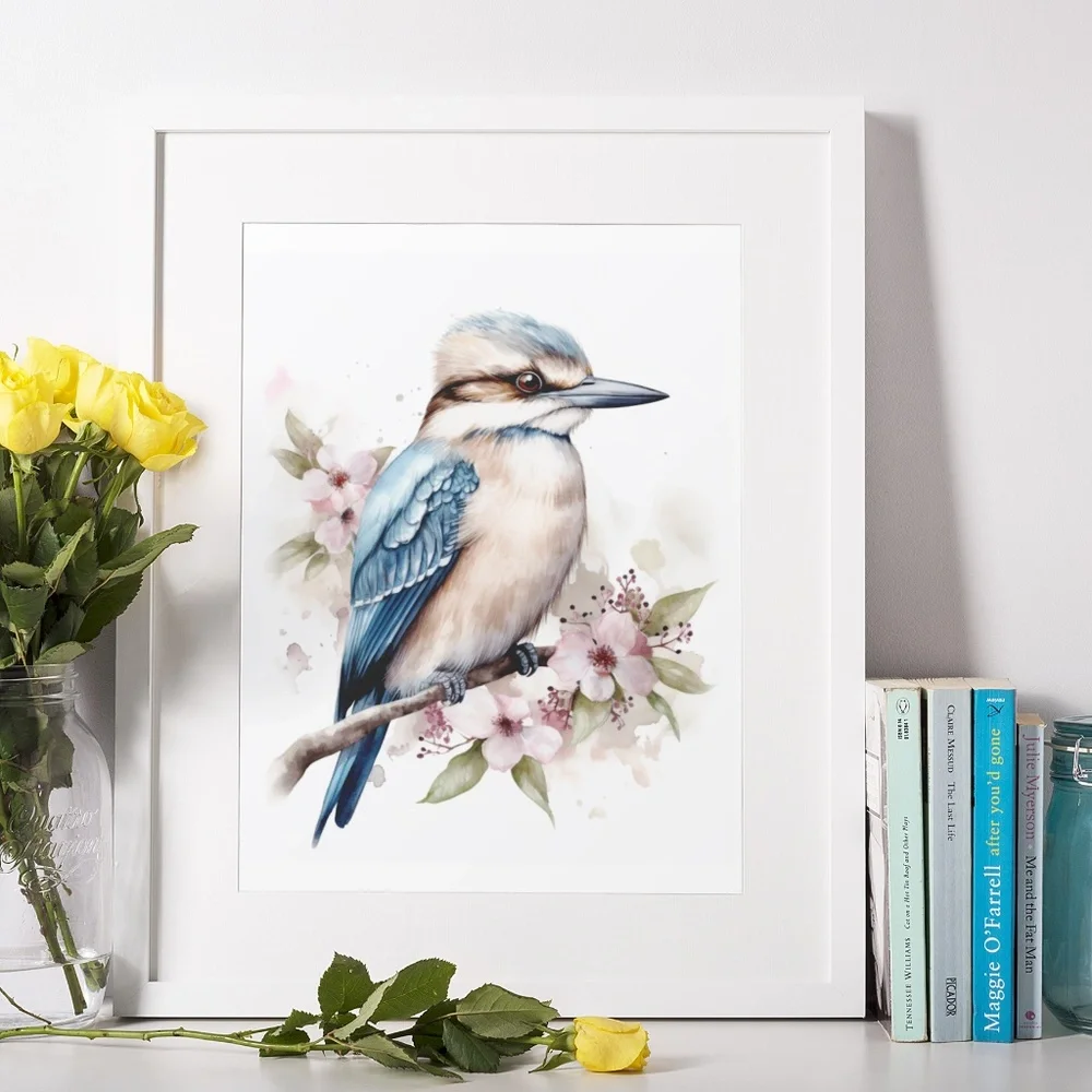 Watercolor Kookaburra Bird Portrait Wall Art Illustration Print Unframed - Picture 9 of 15